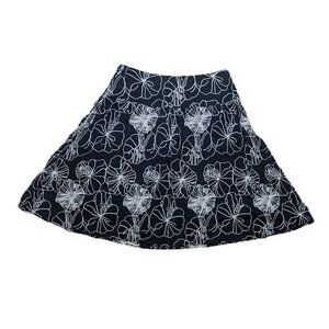 Chico's Black Flared Floral Embroidered Skirt Size 1 Preowned